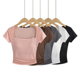 Women T-Shirt Stitching Mesh Short Sleeve T-shirt Women's Short Top