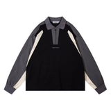 Men Hoodie Lapel Sweater Men's Casual Loose Half Zipper Pullover Long Sleeve Shirt