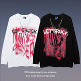 Men Long Sleeve Shirt Fashion Brand Dark Graffiti Necklace Long Sleeve T-shirt Men and Women Loose