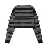 Women Sweater Knitted Cardigan Hanging Color Matching Cropped Sweater Coat