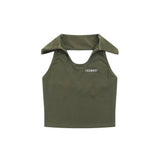 Women Vest Lapel Sleeveless Vest Short Girls' Summer Top