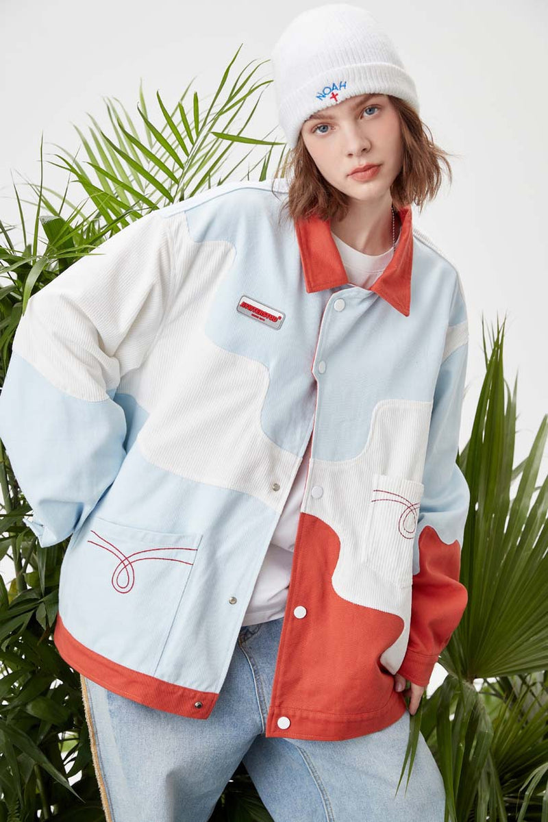Unisex Jacket Autumn Color Contrast Patchwork Jacket Women's Clothing