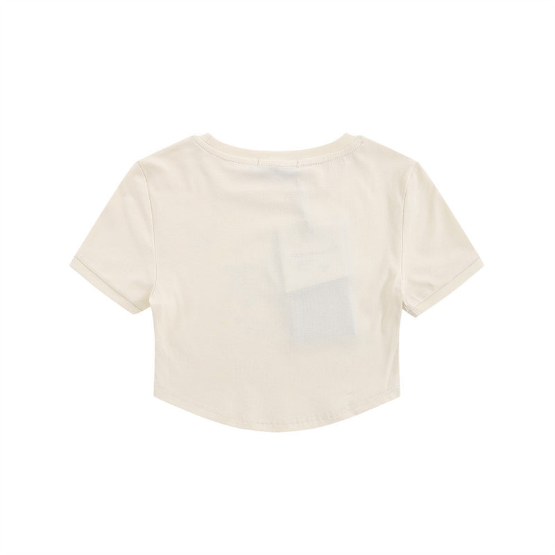 Women T-shirt Printed Short T-shirt Girls Summer round Neck