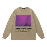 Men Long Sleeve Shirt Long Sleeve T-shirt Retro Loose Long Sleeve Men and Women