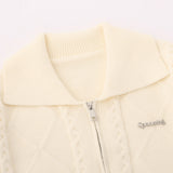 Women Sweater Knitted Cardigan Women Casual Polo Collar Long Sleeve Sweater