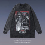 Men Long Sleeve Shirt Portrait Printing Washed and Worn T-shirt with Long Sleeves Hoodie Men and Women