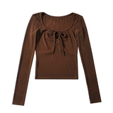 Women T-Shirt Spring and Autumn round Neck Slim-Fit Long-Sleeved T-shirt for Women