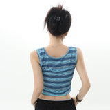 Women Vest Striped Short Style Vest Girls Summer Sleeveless Sports