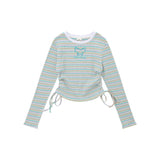Women Long Sleeve T-Shirt Long Sleeve T-shirt Girls round Neck Contrast Color Short Top