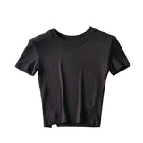 Women T-Shirt Summer round Neck Tight Short Top T-shirt for Women