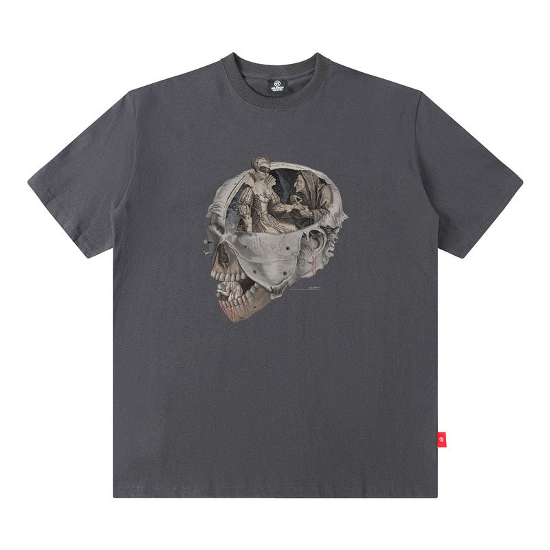 Men T Shirt Printed Short-Sleeved T-shirt Men's Fashion Brand Street round Neck Loose