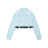Women Long Sleeve Shirt with Belt Short Long Sleeve Shirt Pure Cotton Girls Autumn