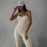 Women Jumpsuit Sports Yoga U-Shaped Spaghetti Straps Sleeveless One-Piece Trousers