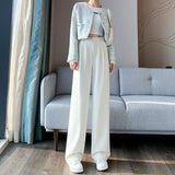 Palazzo Pants White Wide Leg Pants Women's Spring Autumn and Winter Drooping Straight Corduroy Suit