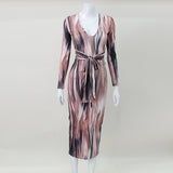 Women Desses Women's Clothing Fall V-neck Sexy Dress Printing