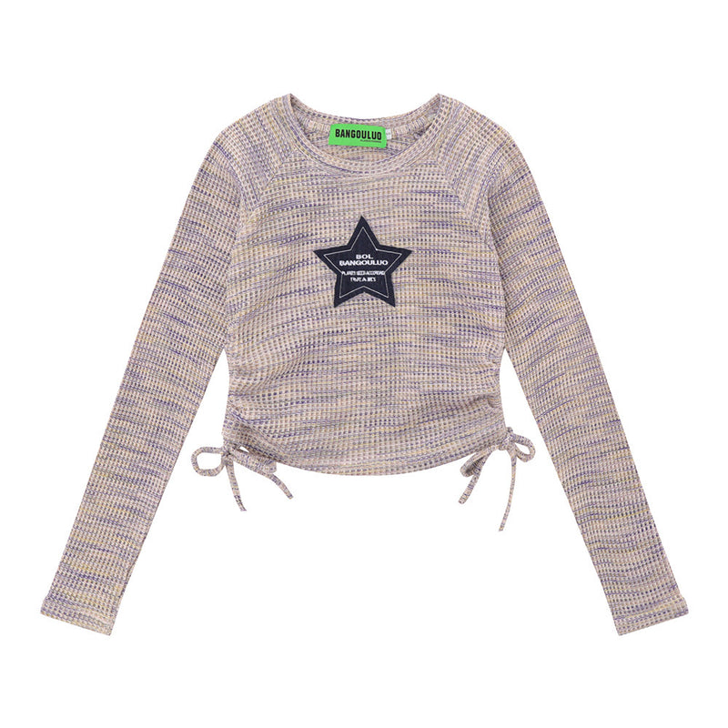 Women Sweater Short Top Women's Retro Autumn Long Sleeve Sweater