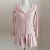 Women Long Sleeve Shirt Hooded Arc Jacket Women's Shorts