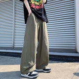 Men Sweatpants Hong Kong Style Retro Casual Pants Men's Autumn Straight Loose