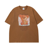 Men's T Shirt Printed Short-Sleeved T-shirt Men's and Women's National Fashion Street Retro Loose Couple Half Sleeve T-shirt