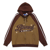 Men Hoodie Hooded Jacket Men's Embroidery Sports Style with Letters Loose