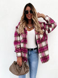 Plaid Trench Coat Autumn and Winter Long Sleeve Plaid Coat