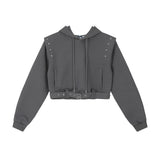 Women Hoodie Short Hooded Sweater Girls' Autumn Long Sleeve Hoodie