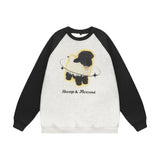 Men Hoodie Printed Crew Neck Sweatshirt Men's Color Matching Long Sleeve Autumn and Winter