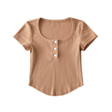 Women T-Shirt Short-Sleeved T-shirt Women's Summer round Neck Top