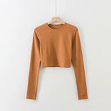 Women Skirt Crew Neck Slim-Fit Short Long Sleeve T-shirt Spring and Summer Suit