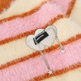 Women Sweater Autumn Girls Loose Striped Contrast Color Knitwear