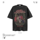 American vintage street T-shirt retro washed men's loose half-sleeves