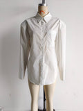 Women T-Shirt Autumn Long Sleeve Loose Mid-Length Blouse Design Sense