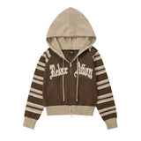 Women Sweater Hooded Knit Cardigan Girls' Autumn Casual Letter Sweater