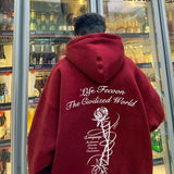 Men Hoodie Hooded Sweater Autumn High Street Pu Shuai Loose Casual Jacket