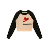 Women Sweater Color Matching Sweater O-neck Short Girls' Autumn Casual Sweater