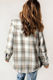 Plaid Trench Coat Autumn and Winter Women's Plaid Button Hooded Jacket