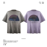 American vintage street T-shirt men's and women's loose washed half-sleeved top