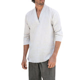Men T Shirt Men's T-shirt Cotton and Linen Casual Long-Sleeved Top