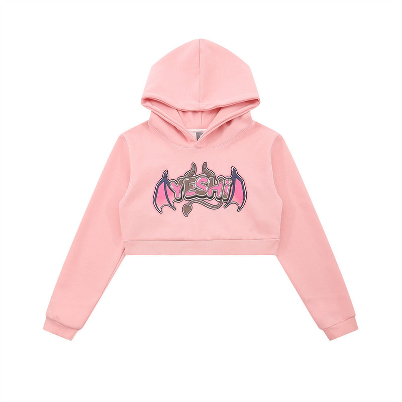 Women Hoodie Printed Hooded Short Sweater Women's Autumn Leisure Long Sleeve Hoodie