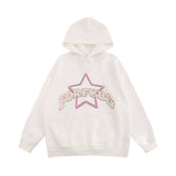 Men Hoodie Five-Pointed Star Letter Foam Printed Hoodie