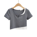 Women T-Shirt Short-Sleeved T-shirt Women's Summer V-neck Base Top