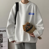 Men Hoodie Waffle Sweater Men's Spring and Autumn Crew Neck Coat Couple