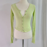 Women Long Sleeve Shirt Cardigan Top Women's Tight Bottoming Shirt