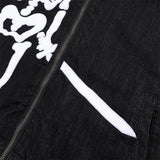 Men Denim Jacket Embroidered Denim Jacket Men's Loose Jacket Coat