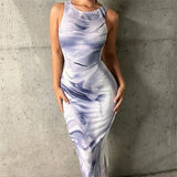 Women Dresses Autumn and Winter Printing Sleeveless Pullover Dress