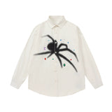Men Long Sleeved T Shirt Dark Style Spider Print Long Sleeve Shirt Men's High Street Hot Drilling Spring and Autumn Coat