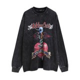 Men Long Sleeve Shirt Character Retro Distressed Long Sleeve Bottoming T-shirt Men and Women Vintage