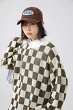 Unisex Sweater Autumn Hollow out Stitching Plaid Sweater