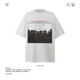 American vintage street T-shirt pure cotton retro men's and women's summer loose half sleeves