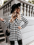 Plaid Trench Coat Autumn and Winter Long Sleeve Suit Collar Double Breasted Woolen Coat